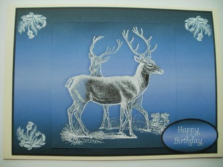 Frosted Stags Blue by Wendy Smith