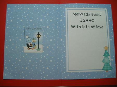 Christmas Stocking Penguin Lamp Post 5x7 Insert by Wendy Smith