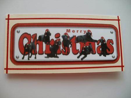 Black Labradors with Hats Christmas Name Sign by Wendy Smith