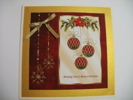 Christmas Baubles Card Front by Wendy Smith