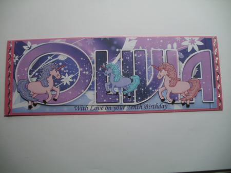 Olivia Unicorn Large Dl Quick Card by Wendy Smith