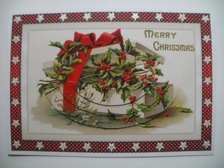 Christmas Gift Box with Holly Oval Pyramid by Wendy Smith