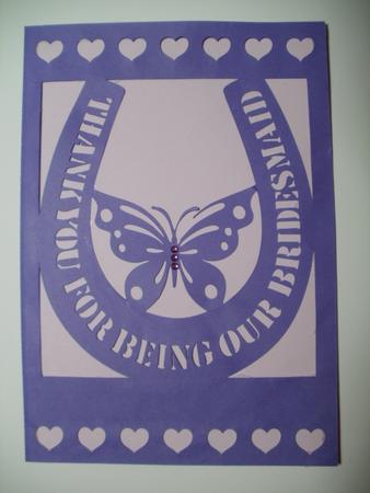 Bridesmaid Thank You Wedding Card - Cutting Machine File by Wendy Smith