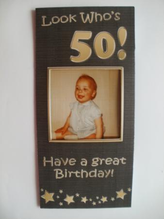 Add a Photo 50th Birthday Card with Easy Fold Frame by Wendy Smith