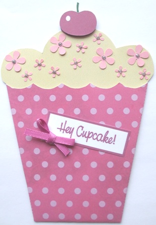 Pink Polka Dot 3D Cupcake Card by Wendy Rudd