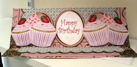Strawberry Cupcake Happy Birthday Larg Dl Decoupage Card Kit by Wendy Freeman