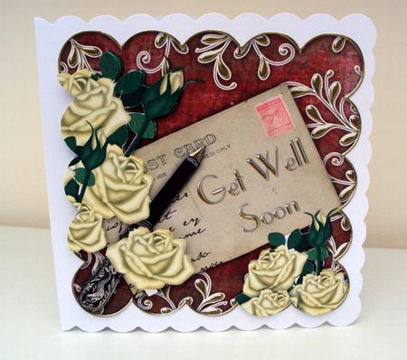 Lemon Roses Red Get Well Soon Postcard Step by Step by Wendy Freeman