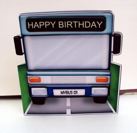 3D Single Decker Bus Shaped Card with Decoupage by Wendy Freeman