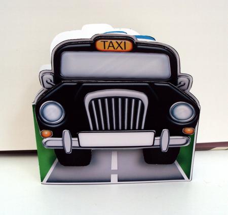3D Black Taxi Shaped Card with Decoupage by Wendy Freeman
