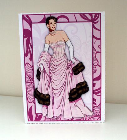 Vintage Fashion Lady on Art Deco Background Quick Card by Wendy Freeman