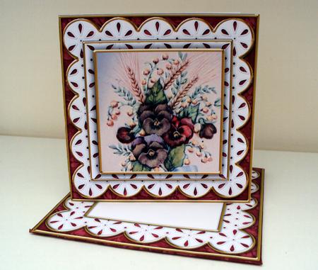 Colourful Pansies Em Anglaise Scallop Square 3D Card Kit by Wendy Freeman