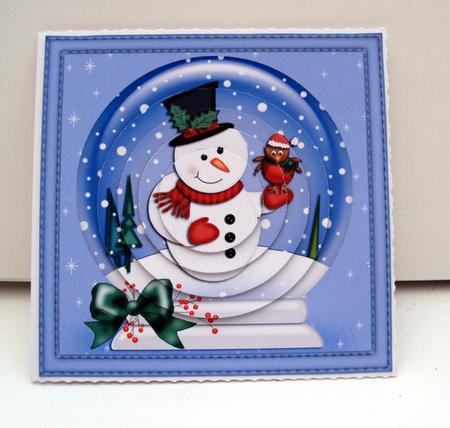 Xmas Snowman Snowglobe Circle Pyramage Topper by Wendy Freeman