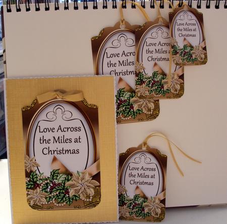 Gold Poinsettia Across the Miles Sentiment Tag Sheet by Wendy Freeman