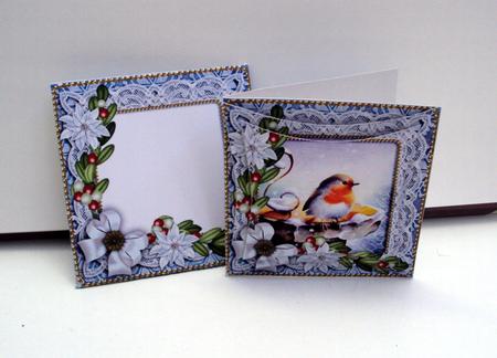 Robin Poinsettia Mini Card Envelope Pointy Stacker Aio by Wendy Freeman
