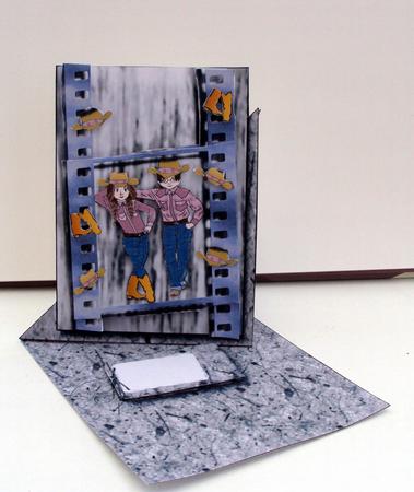 Linedancers Over the Edge Easel Card by Wendy Freeman