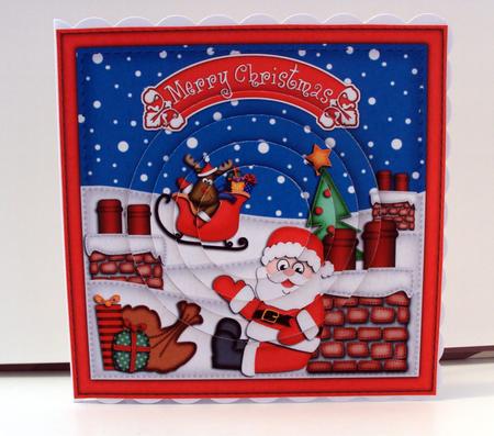 Xmas Rooftop Santa Circle Pyramage Topper by Wendy Freeman