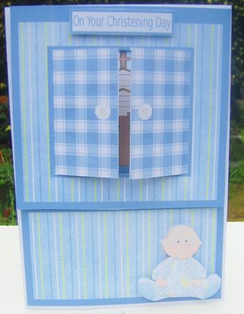 Open the Door! Boys Christening Card by Wenona Elie