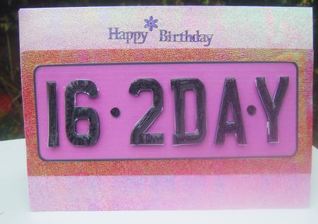 Large Dl 16th Birthday Novelty Number Plate and 3D Decoupage by Wenona Elie
