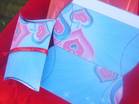 Valentines Hearts Pillow Gift Box in Blue by Wenona Elie
