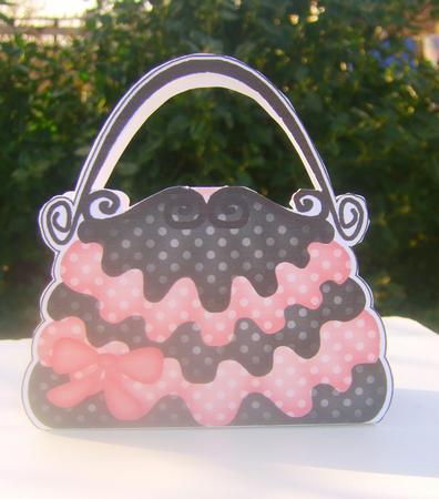 Dotty Frilly Handbag Shaped Treat or Favour Box Sheet 1 by Wenona Elie