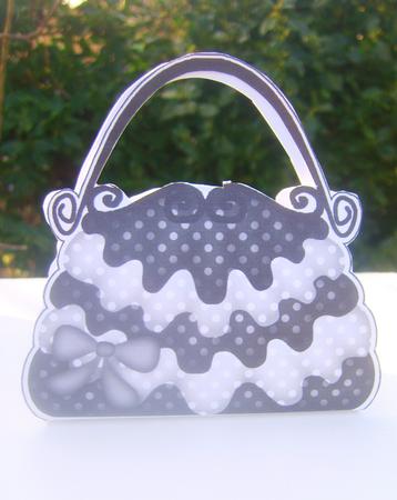 Dotty Frilly Handbag Shaped Treat or Favour Box Sheet 1 by Wenona Elie