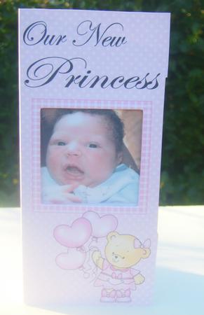 Add a Photo New Baby Girl Card with Easy Fold Frame by Wenona Elie