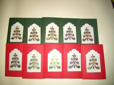 Colourful Christmas Tree Snowy Tags /mini Toppers by Wenona Elie