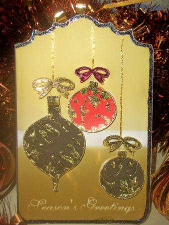Gold Bauble Card by Wenona Elie