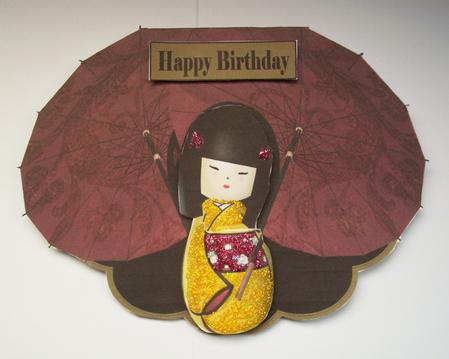 Japenese Double Geisha with Umbrella Rocker Card Step by Step Black by Wenona Elie
