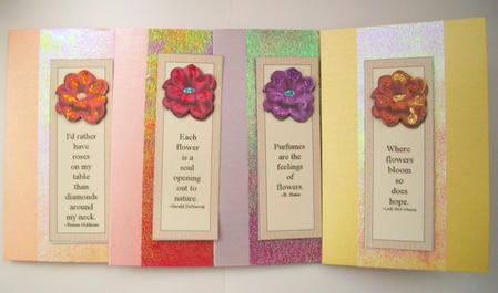 4 Bookmarks & Bookmark Envelope - 4 Flowers by Wenona Elie
