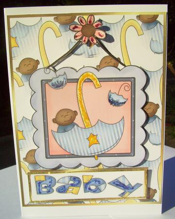 Ethnic Baby in Umbrella Card Front by Wenona Elie