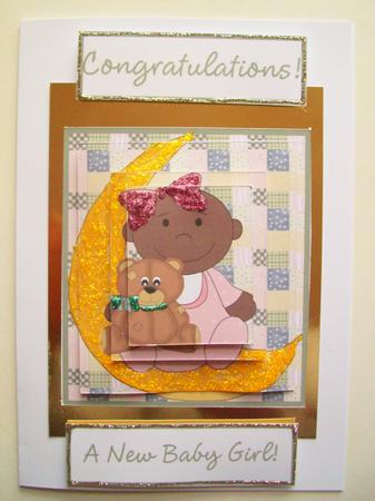 Baby Girl on Moon with Teddy by Wenona Elie