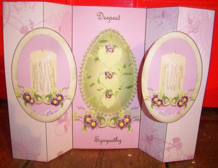 Floral Sympathy Candle Double Oval Fold Back Card by Wenona Elie