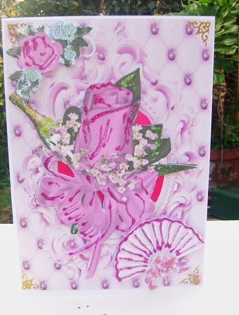 Beautiful Pink Rose & Fan by Wenona Elie