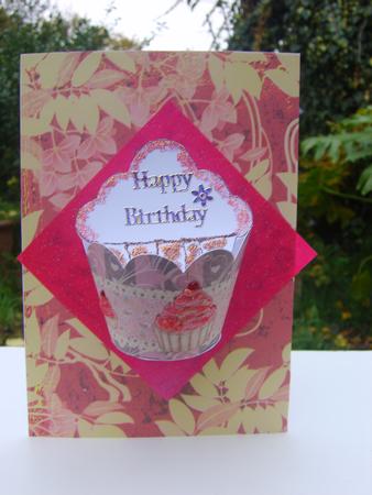 Pink and Lilac Cupcake Wrapper by Wenona Elie