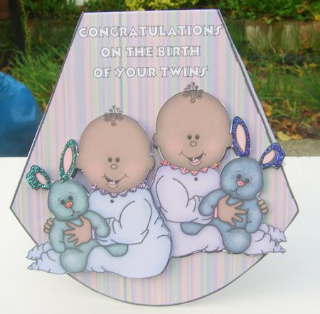 New Baby Twins Wobble Card 1 by Wenona Elie