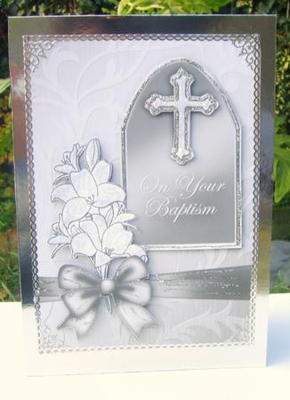 5 x 7 Baptism Metallic Greeting with 3D Decoupage by Wenona Elie
