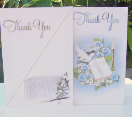 Blue Roses and Bible and Bible Religious Thank You Notelets by Wenona Elie