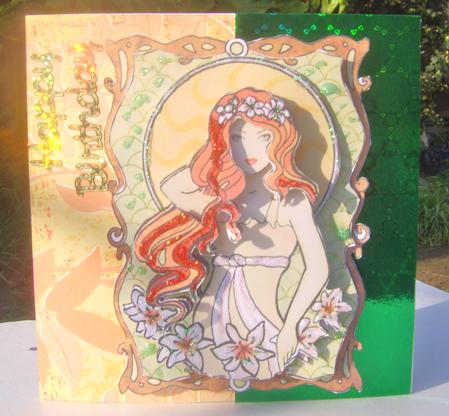 Modern Art Nouveau Lady Decoupage Sheet by Wenona Elie
