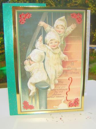 Vintage Children at Christmas Decoupage Topper by Wenona Elie