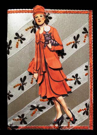 Smart Lady in Peach Shaped Card by WILLIE SANDS SANDS