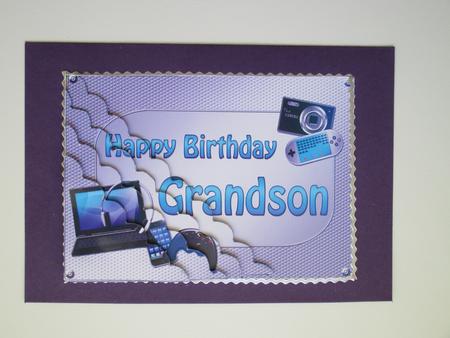 5x7 Gadgets N Gizmos Birthday Grandson Scallop Corner by Wilma Sanderson
