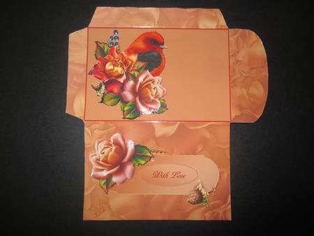 Gift Card Envelope with Bird and Rose Decoupage by Wilma Sanderson