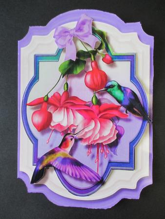 Print, Cut, and Fold, Beautiful Fushia's and Hmming Birds by Wilma Sanderson
