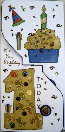 Ist Birthday Interlocking Card by Wynona Oneil