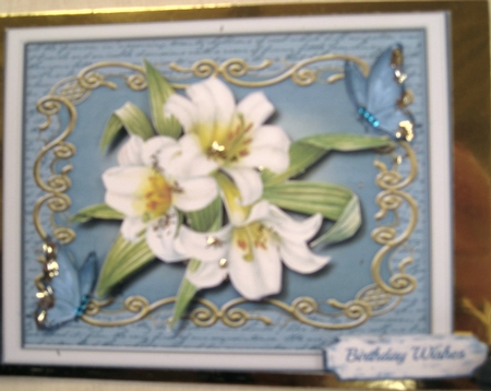 Beautiful Lillys on a Scroll mat  by Wynona Oneil
