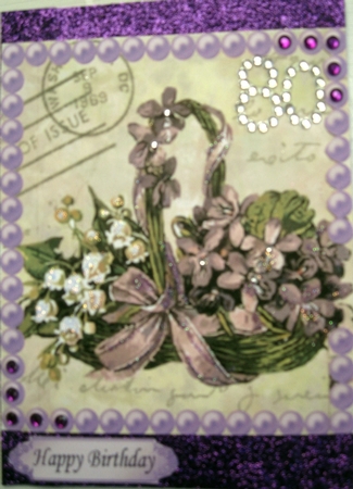 A gift for you! pretty basket of lilac/white flowers with pearls 8x8 by Wynona Oneil