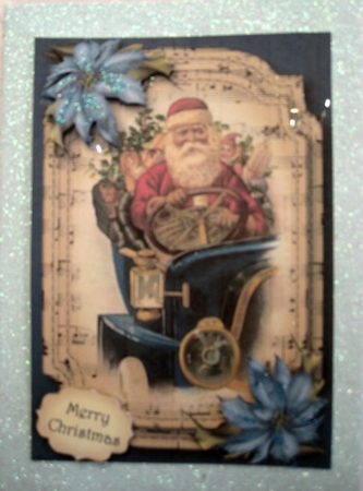 Sheet Music Christmas - Santa In His Car A5 by Wynona Oneil