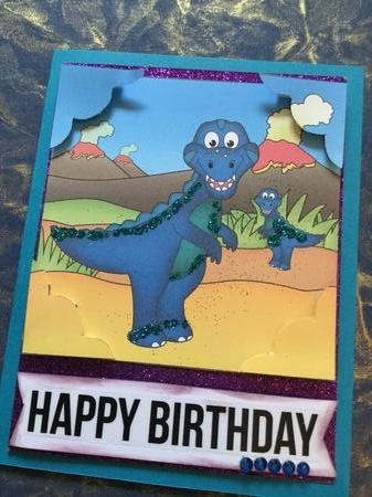 8 x 8 Cute Dinosaur Scalloped Corner Topper   by Wynona Oneil