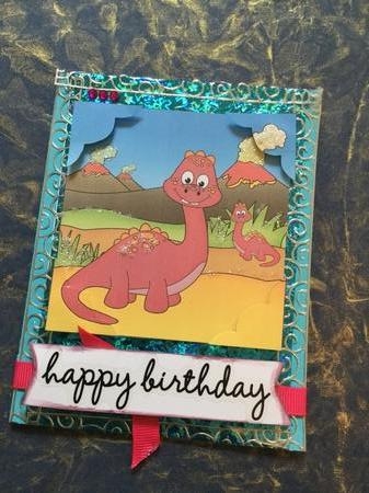 8 x 8 Cute Dinosaur Scalloped Corner Topper   by Wynona Oneil